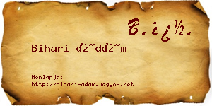 Bihari Ádám névjegykártya